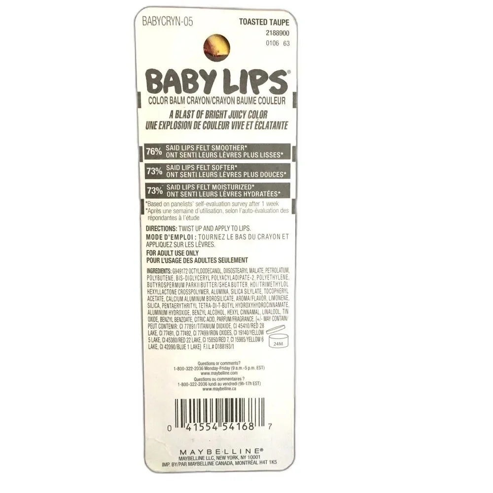 NEW Maybelline Baby Lips Color Balm Crayon -  05 TOASTED TAUPE